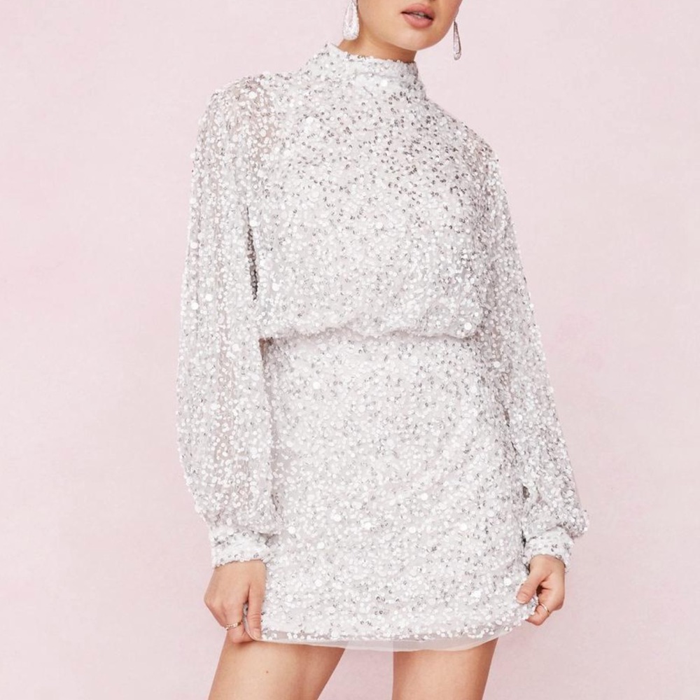 White Sequin Dress